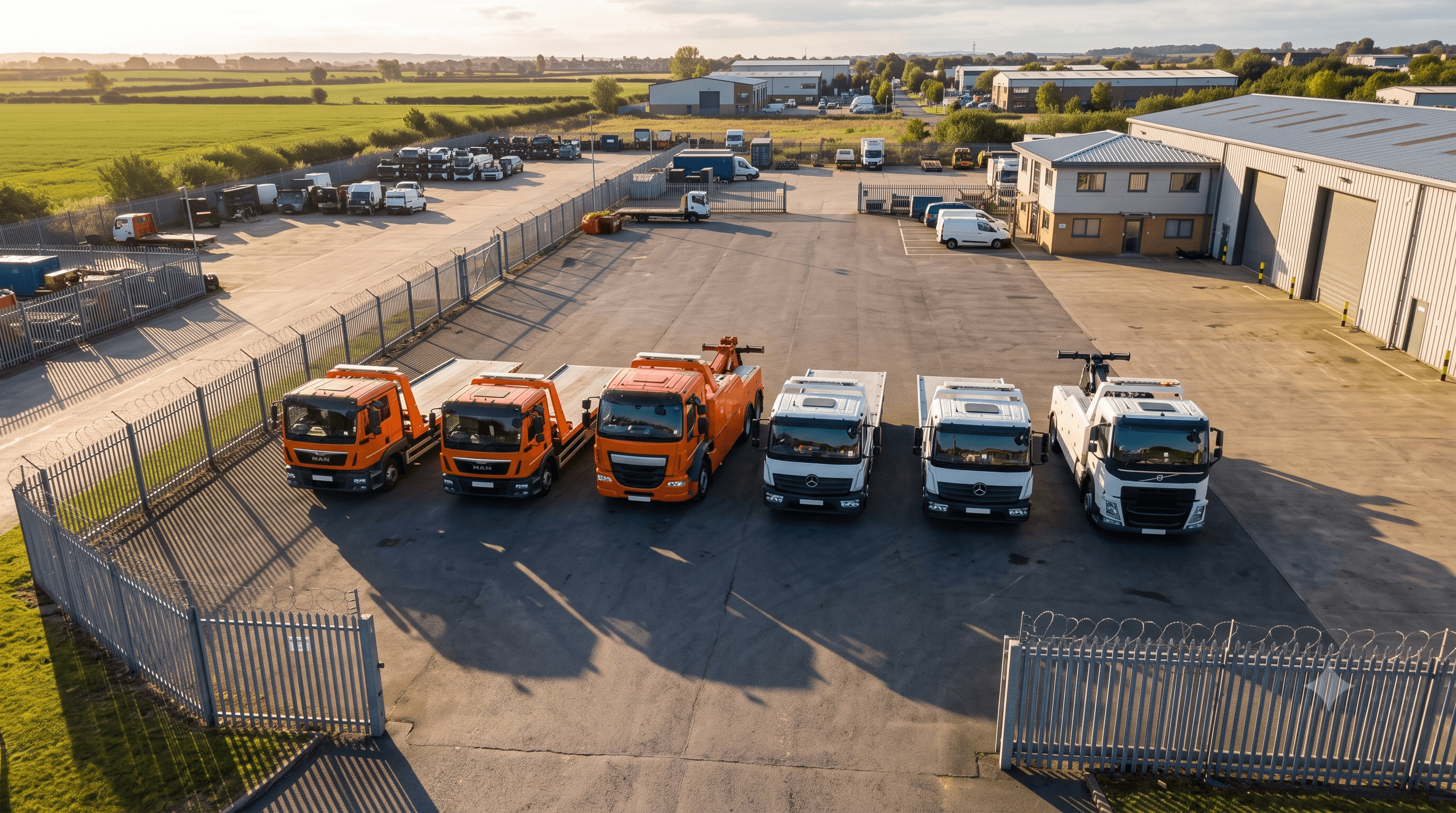 Aerial view of Recoverer fleet at depot